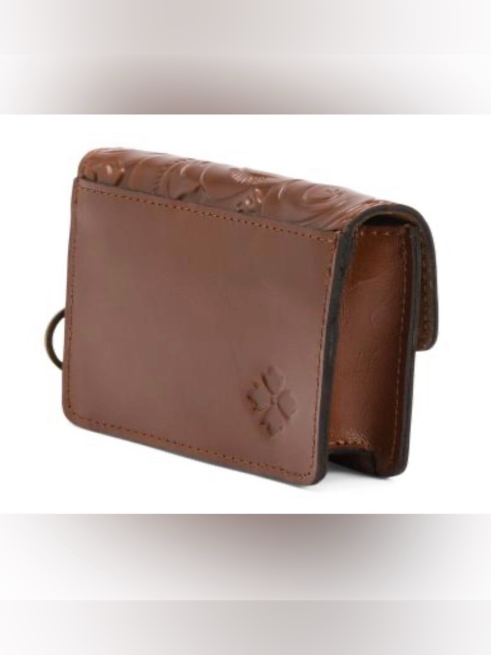 Patricia Nash Mini Lanza Key Fob Brown Tooled Full Grain Leather Wallet NIB - Picture 2 of 5